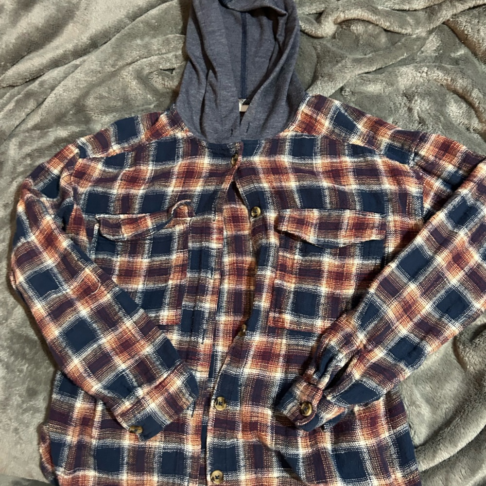 Woman’s S Hooded Flannel Blue